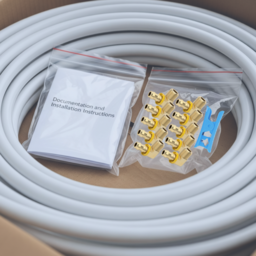 the box includes a coil of hose, a bag of fittings with an installation tool, and a bag of instructions